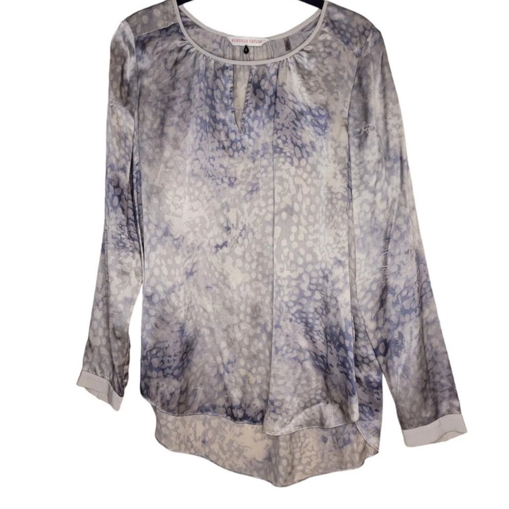 Rebecca Taylor Size 0 Silk Muted Silver Gray Blouse